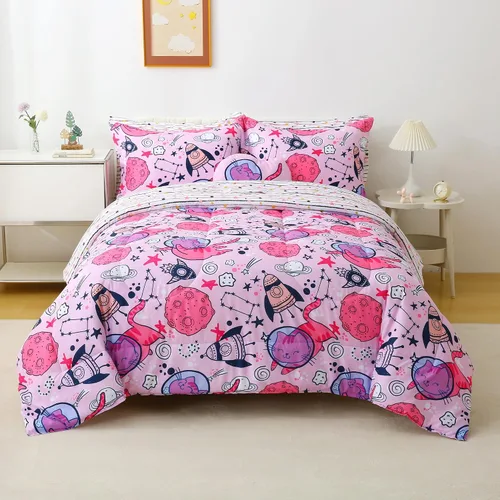 Miniatura 13 de Mooreeke Juego de edredón individual para niños de 6 piezas, juego de ropa de cama azul para adolescentes, microfibra de dinosaurio, cama para niños