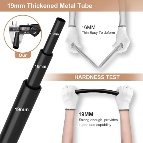 Miniatura 4 de VTRIN Armario portátil para colgar ropa con cubierta, 3 varillas colgantes, 6 estantes de almacenamiento y bolsillo lateral, Tubo de metal