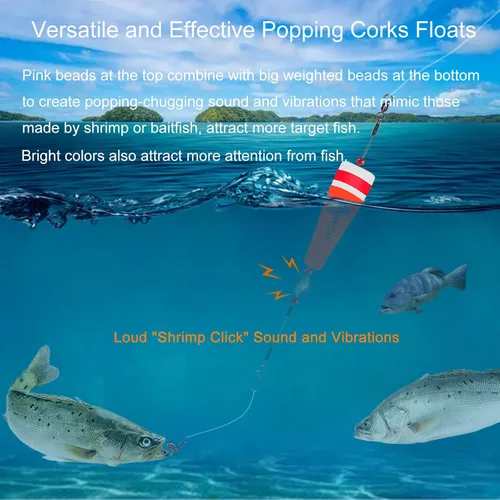 Miniatura 2 de Flotadores de corchos para pesca en agua salada, 4 piezas de bobbers pesados, pesca en tierra, flotador de corcho, sonajero para peces rojos