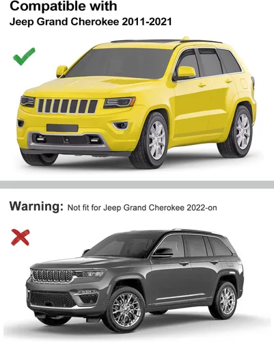 Miniatura 5 de Protectores de lluvia para ventana de canal para Jeep Grand Cherokee 2011-2021 (no para L), protectores de lluvia extra duraderos, viseras laterales