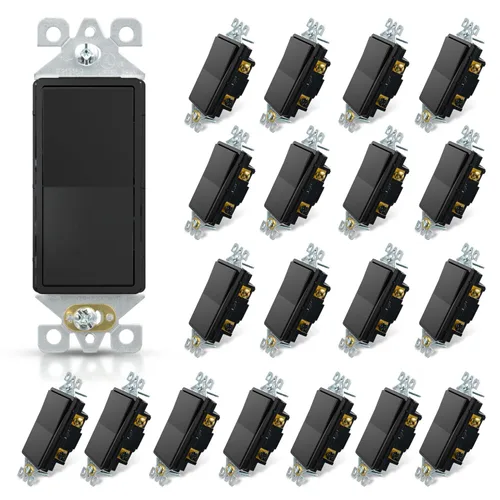 Miniatura 42 de ELEGRP Interruptor de luz decorativo de un solo polo con placa sin tornillos, 15 A 120-277 V, reemplazo del interruptor basculante de paleta