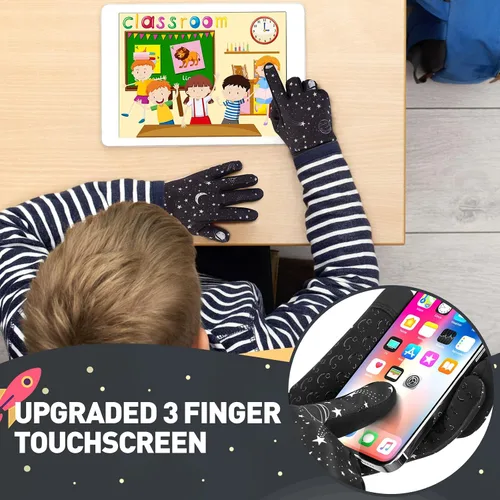 Miniatura 3 de Guantes de invierno cálidos para niños niños y niñas, resistentes al viento, térmicos, tres dedos, pantalla táctil, para exteriores, clima frío