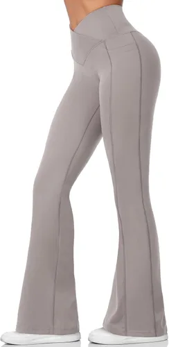Miniatura 2 de MIHRUSEM Flared Leggings Skims Dupe Forbidden Pants Butt Lifting Leggings Tummy Control with Pockets for Women