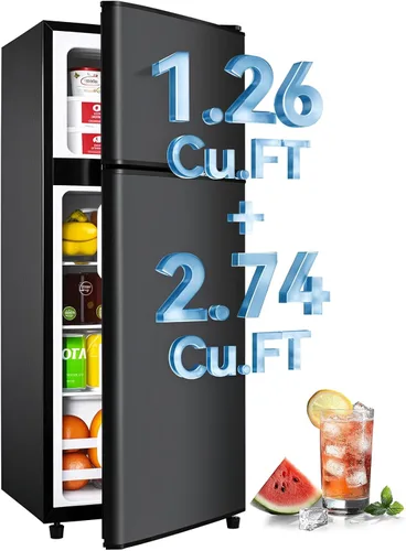 Miniatura 10 de Anypro Refrigerador de 2.9 pies cúbicos con congelador, refrigerador de doble puerta con control de temperatura de 7 niveles, luz LED, estantes