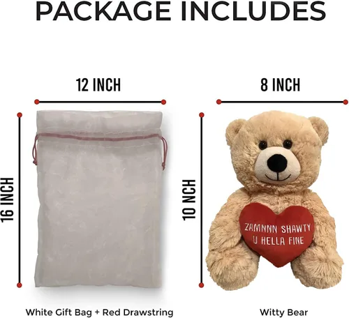 Miniatura 4 de Zamnnn Shawty U Hella Fine - Divertido regalo de oso de peluche Witty de 10 pulgadas y bolsa de regalo, para novia, novio, mejor amigo, cumpleaños