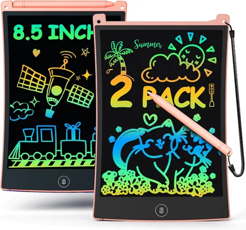 Miniatura 12 de bravokids Paquete de 24 tabletas de escritura LCD con lápiz capacitivo, tablero de dibujo colorido de 8.5 pulgadas para niños, juegos de viaje