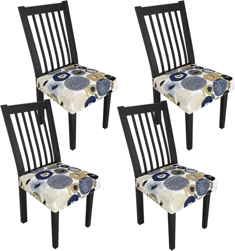 Miniatura 108 de Juego de 4 fundas elásticas para sillas de comedor, fundas para sillas de comedor con estampado floral, fundas para asientos de sillas con estampado