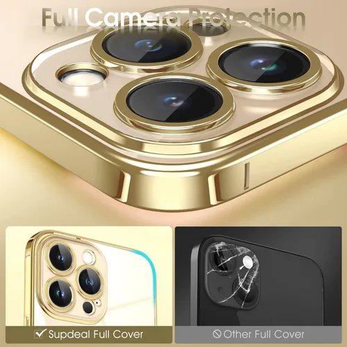 Miniatura 3 de Supdeal Funda transparente para iPhone 13 Pro Max, [No se pone amarilla] [probada en caídas de grado militar] funda protectora para teléfono a Dorado
