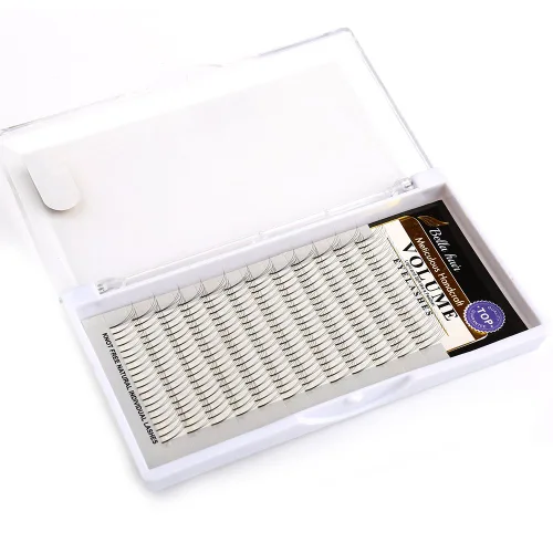 Miniatura 8 de Bella Hair Extensiones de pestañas rusas 3D con volumen, rizo C/D prefabricado, abanico de pestañas de volumen de 10/12/0.551 in de grosor, 0.003