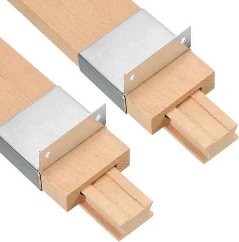 Miniatura 12 de uxcell 2 juegos de correderas de madera para cajones con soporte deslizante de metal, guía central de madera clásica, kit de repuesto de rieles
