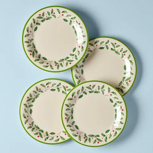 Miniatura 3 de Lenox 863669 Holiday - Juego de platos llanos de melamina de 4 piezas, vajilla navideña, alojamiento