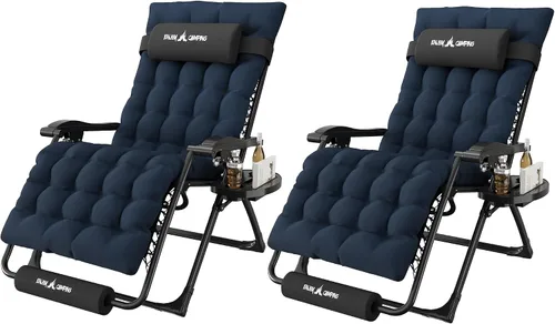 Miniatura 22 de Amopatio Silla de gravedad cero de gran tamaño, silla reclinable de 29 pulgadas de ancho, con bloqueo y reposapiés mejorados, soporte para tazas