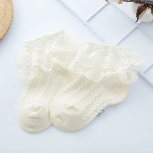 Miniatura 4 de Calcetines de princesa para recién nacidos, con volantes de encaje, para niñas pequeñas