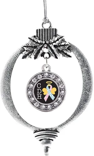 Miniatura 79 de Inspired Silver - Bonita bandera estadounidense - Adorno de Navidad plateado - Adorno de árbol de Navidad con dije circular con circonita cúbica
