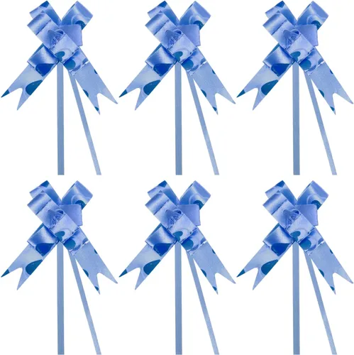 PATIKIL Lazos de regalo, 100 unidades, canastas de regalo, lazos de envoltura de regalo, diseño de corazón, lazos de regalo de Navidad, a granel Azul