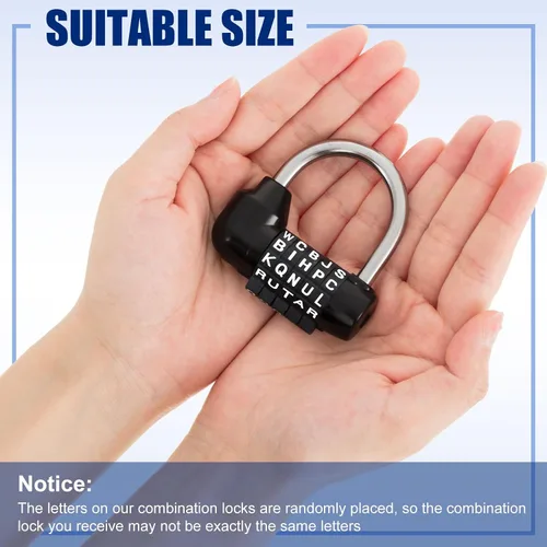 Miniatura 4 de Qunclay Candado de seguridad con cerradura de combinación de 5 letras para gimnasio, color negro y azul, candado de seguridad para escuela