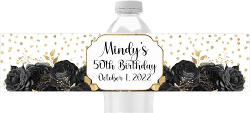 Etiquetas florales personalizadas para botellas de agua, recuerdos de fiesta de cumpleaños, paquete de 25, impermeables, envoltorios de despegar y