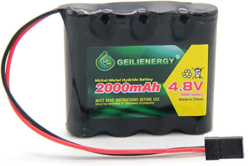 Miniatura 3 de Paquete de 2 baterías de receptor NiMH RX de 4.8 V 2000 mAh con conectores Hitec compatibles con receptores RC, aviones RC y más