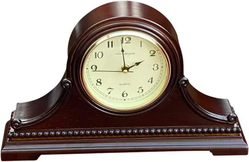 Relojes de repisa, funciona con pilas, reloj de mesa de madera silenciosa con campanillas Westminster On The Hour de madera maciza, 9 x 16 x 3 Nogal