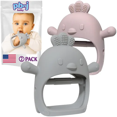 Miniatura 12 de PBnJ baby Paquete de 2 juguetes de dentición para bebés de 0 a 6 a 12 meses, guantes de dentición de silicona de grado alimenticio, sin caída
