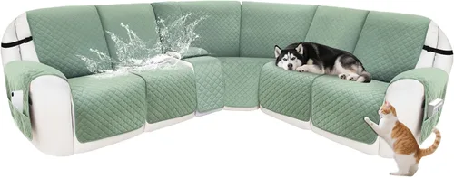 Miniatura 52 de Fundas para sofá modular reclinable, de terciopelo en forma de L, funda de consola central para perros y mascotas, lavable antideslizante, 1 funda