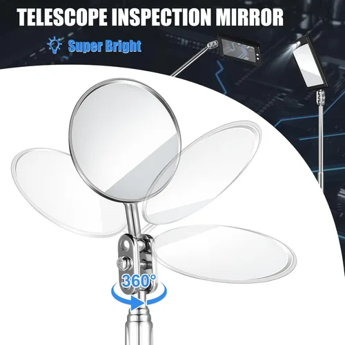 Miniatura 3 de 4 Piezas Espejo de Inspección Telescópico Espejo de Inspección Telescópico con Luz LED Flexible Herramienta para Verificación y Observación