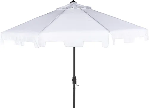 Miniatura 20 de SAFAVIEH Zimmerman - Sombrilla de patio con manivela de 9 pies para exteriores, toldo azul y blanco bebé, poste de aluminio marrón, cenefa