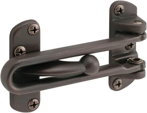 Prime-Line U 10309 - Cerradura de barra oscilante para puertas batientes con bisagras, cerradura de seguridad secundaria para puerta y seguridad,