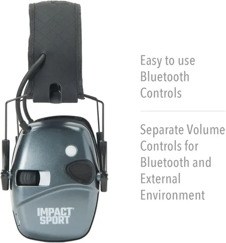 Miniatura 4 de Howard Leight Impact Sport - Orejera Bluetooth para disparar, color negro, atenuación de ruido de 21 dB, unisex para jóvenes y adultos Gris carbón