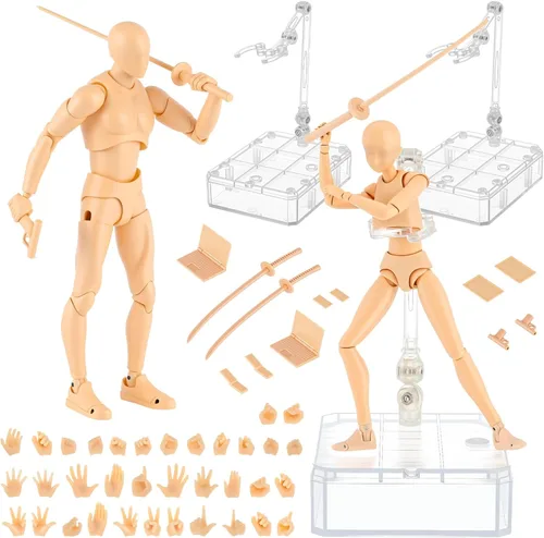 Miniatura 9 de Yookeer Conjunto de cuerpo, figuras de acción de dibujo, muñeca de dibujo de PVC femenino y masculino, modelo humano, maniquí, figuras de maniquí