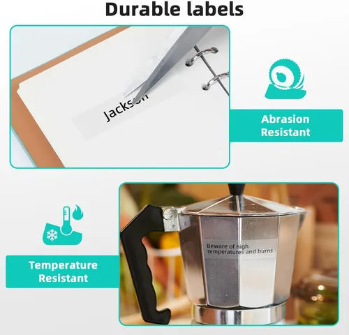 Miniatura 5 de Label KINGDOM Etiqueta compatible con Brother TZe-141 Cinta para etiquetadora negra sobre transparente para cubos PT1800 PTE300 PTD400AD, 0.709 in