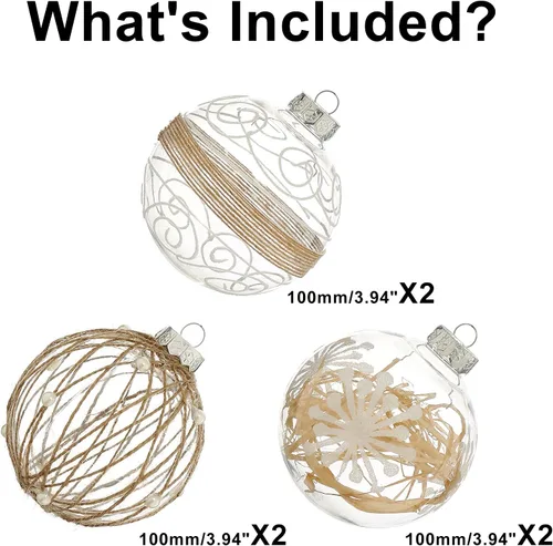 Miniatura 2 de XmasExp Juego de adornos de bolas de Navidad, decoraciones navideñas inastillables, 6 unidades, adornos colgantes de plástico grandes, 3.93