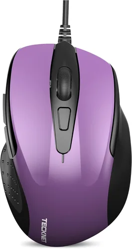 Miniatura 10 de Mouse óptico ergonómico USB alámbrico TeckNet Pro S2 para laptop, 6 botones, 2000DPI Gris
