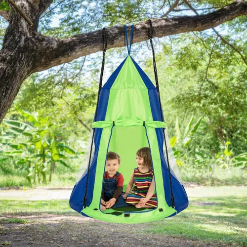 Miniatura 4 de Silla hamaca colgante para niños, asiento de tienda de campaña para uso en interiores y exteriores, perfecta para niños, adultos, soporta 330 libras