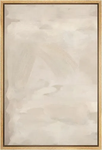 Miniatura 33 de SIGNFORD - Lienzo enmarcado para pared, arte de pintura grunge duotono blanco bronceado, trazos abstractos, formas ilustradas, arte moderno