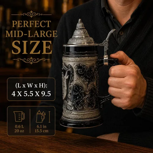 Miniatura 9 de Essence of Europe Gifts OktoberfestHaus - Taza de cerveza alemana de Adler (águila) de 0.6 litros, jarras de cerveza para hombre, cerveza