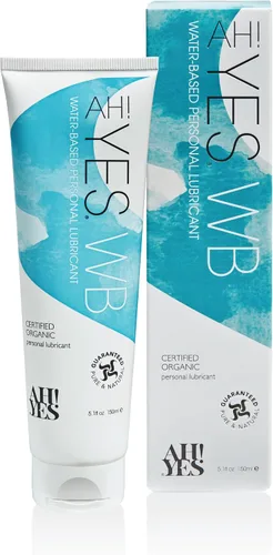 AH! YES WB Lubricante a base de agua, lubricante a base de agua intensamente hidratante, certificado orgánico, fabricado sin hormonas ni glicerina,