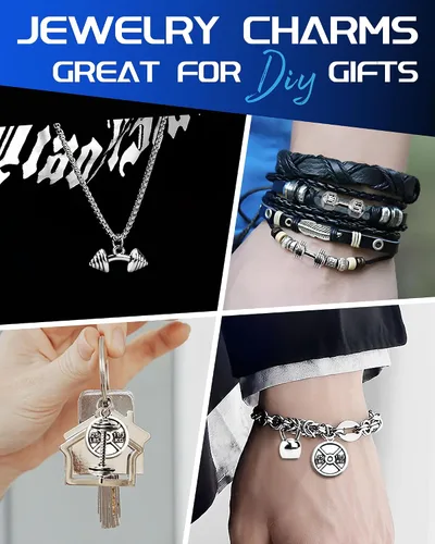 Miniatura 5 de JIALEEY Colección de dijes deportivos mixtos para hervidor de agua, mancuernas y pesas, dijes deportivos para bricolaje, fitness, collares, joyería