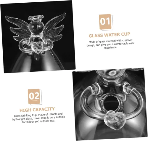 Miniatura 3 de Vaso de cristal de jugo de ángel Botella de agua de vidrio Contenedor de agua transparente Vaso para beber Taza de leche decorativa Taza de agua