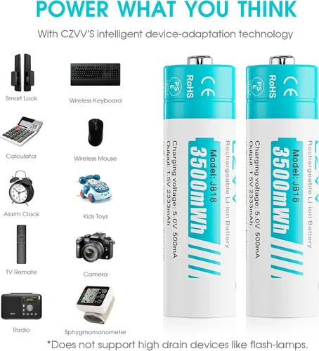 Miniatura 8 de Baterías de litio recargables AA de 1.5 V, paquete de 8, recargadas por completo, de larga duración, 3500 mWh, alta capacidad, 2300 mAh, Dual A