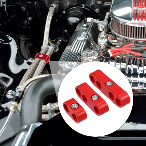Miniatura 2 de X AUTOHAUX 2 Unidades 0.276 in-0.315 in Motor de coche Bujía Separador de Alambre Telares Divisor Organizador Abrazadera Plástico Rojo