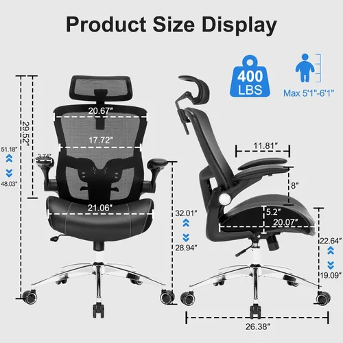 Miniatura 3 de Silla de oficina grande y alta, silla de escritorio ergonómica resistente de 400 libras con cojín de espuma de modelado 3D suave, sillas