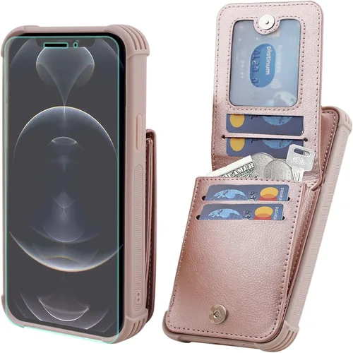 Miniatura 8 de VANAVAGY Funda compatible con iPhone Xs/X para mujeres y hombres, de piel sintética, cierre magnético, con bloqueo RFID, tarjetero y bolsillo
