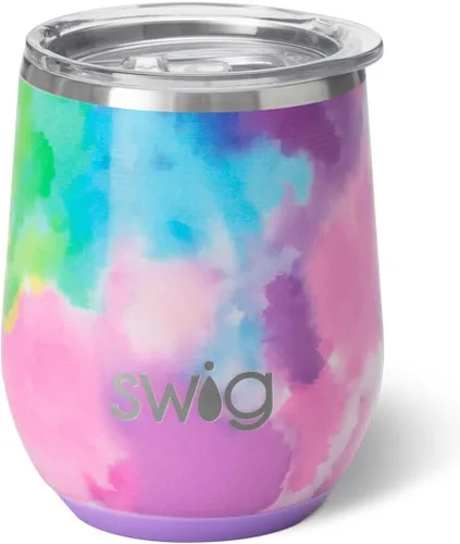 Miniatura 39 de Swig Life Vaso de vino de 12 onzas con tapa, acero inoxidable, apto para lavavajillas, portátil, triple aislamiento (todos los americanos)