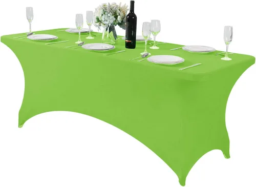 Miniatura 81 de Mantel de elastano para mesas de 4, 6 u 8 pies, mantel elástico universal ajustable para fiestas, banquetes, bodas y eventos - Verde manzana