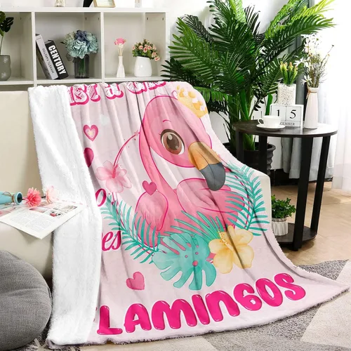 Miniatura 7 de Manta con texto en inglés «Just A Girl Who Loves Flamingos», regalo para niñas pequeñas, suave y bonita, manta de franela de felpa de flamencos