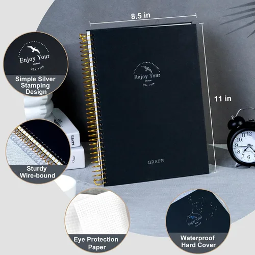 Miniatura 3 de FLYING EAGLE Cuaderno de gráficos grande de 8.5 x 11 pulgadas, cuadrícula gráfica en espiral, 210 páginas, cuaderno gráfico de tapa dura, cuaderno