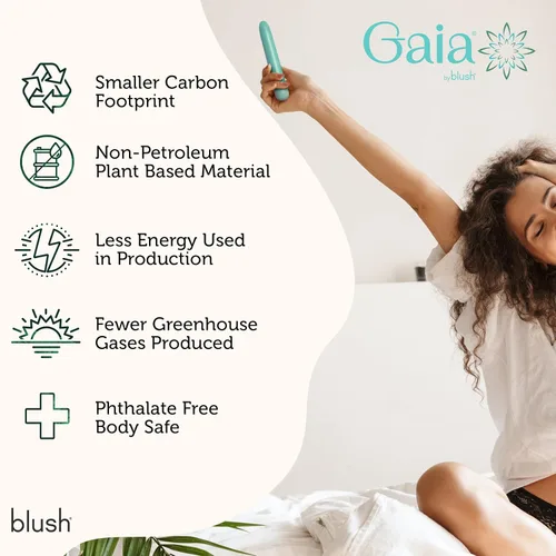 Miniatura 5 de Blush Gaia® Eco - Vibrador delgado y silencioso de 7 pulgadas, BioFeel a base de plantas, sostenible para clítoris, placer vaginal y anal