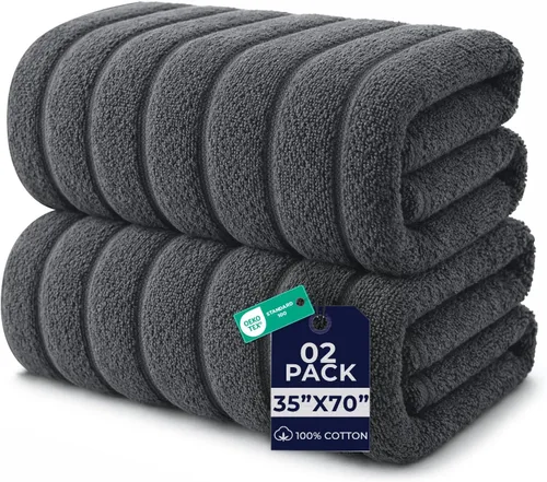 Miniatura 46 de DAN RIVER Paquete de 1 toalla de baño jumbo de 40 x 80 pulgadas, toallas de baño extragrandes de secado rápido para baño, toallas suaves y Verde