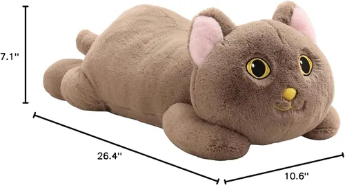 Miniatura 9 de YESGIRL Animales de peluche con peso de gato de 26.4 pulgadas, 5 libras, animal de peluche grande con peso, linda almohada de juguete de peluche